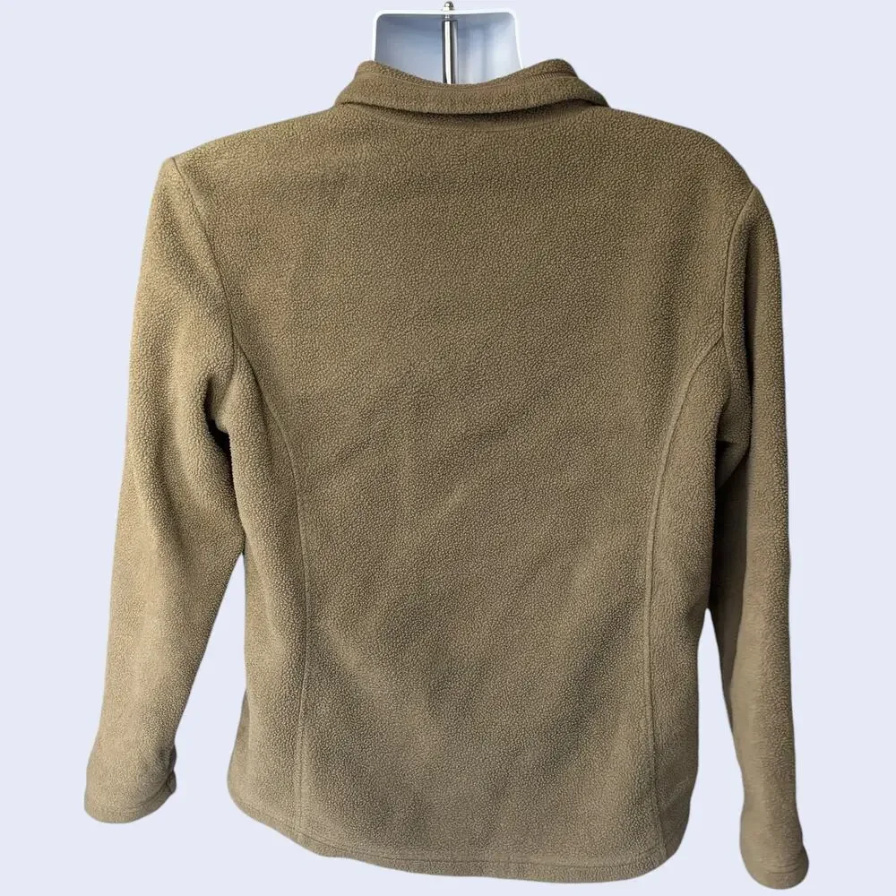REI Medium Outdoorsy Fleece Jacket Olive Tan Full Zip 90s Gorpcore